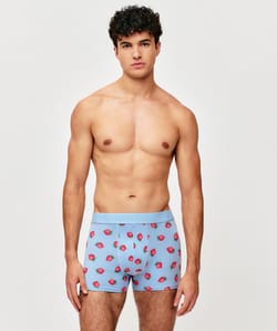 Cotton boxer shorts with strawberry print;