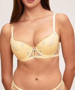 Push-up bra with floral embroidery;