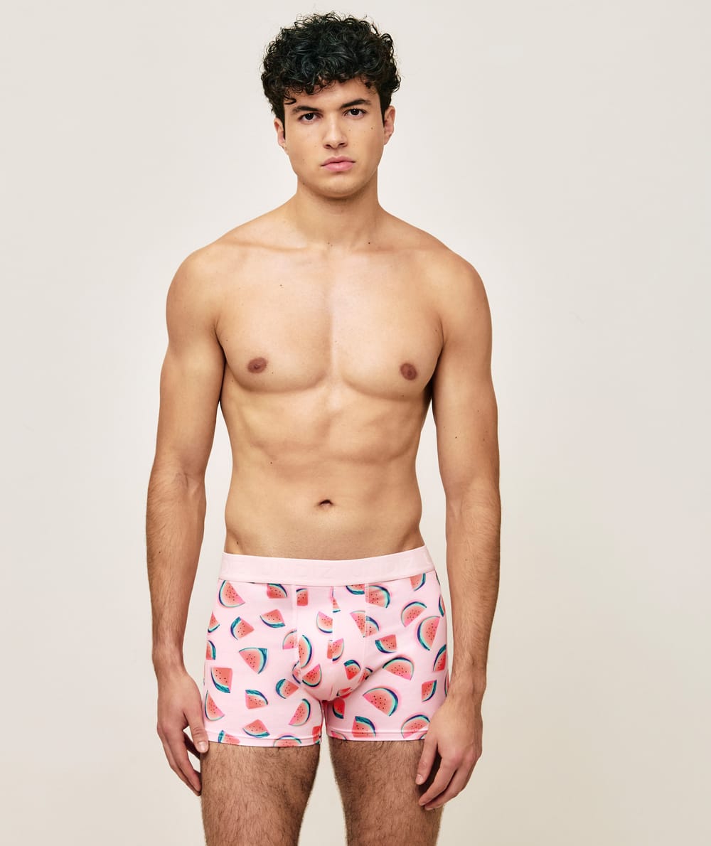 Microfibre boxer shorts with watermelon pattern;