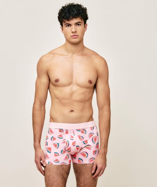 Microfibre boxer shorts with watermelon pattern;