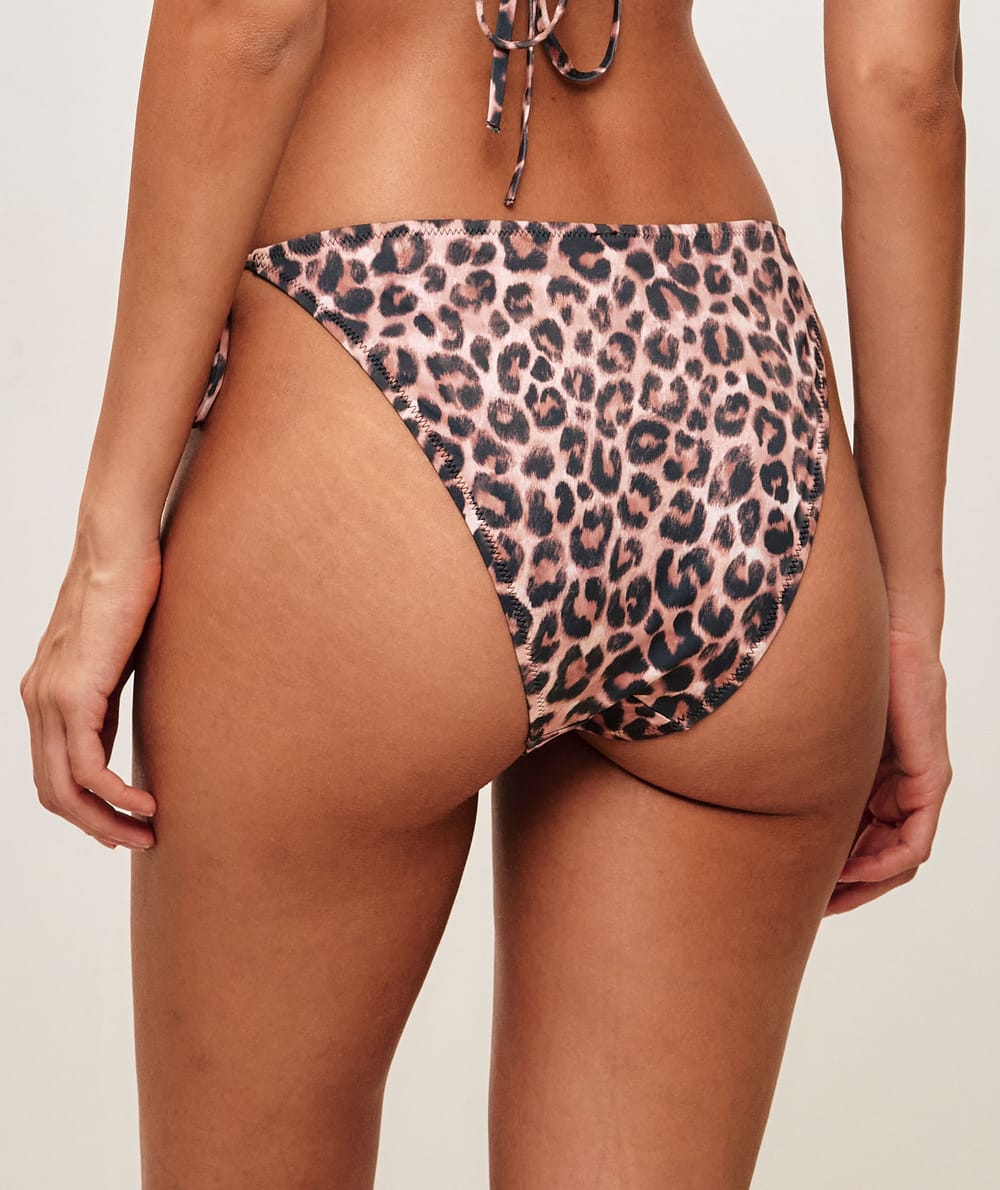 Leopard print bikini bottom;