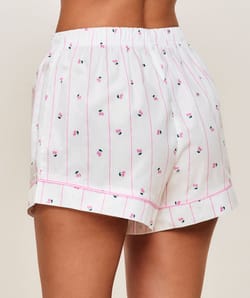 Cherry print poplin shorts;