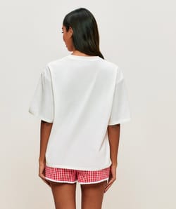 Oversized short-sleeve t-shirt in printed jersey 'Farmer's market';