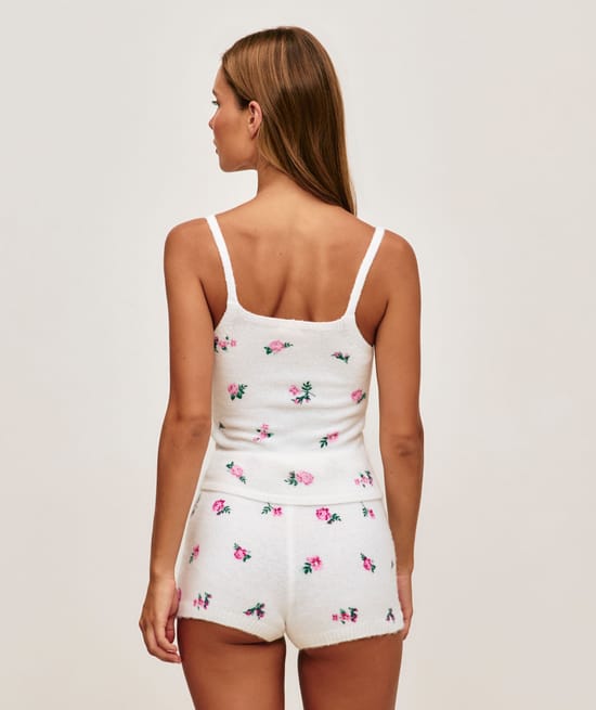 Short en maille &agrave; fleurs;