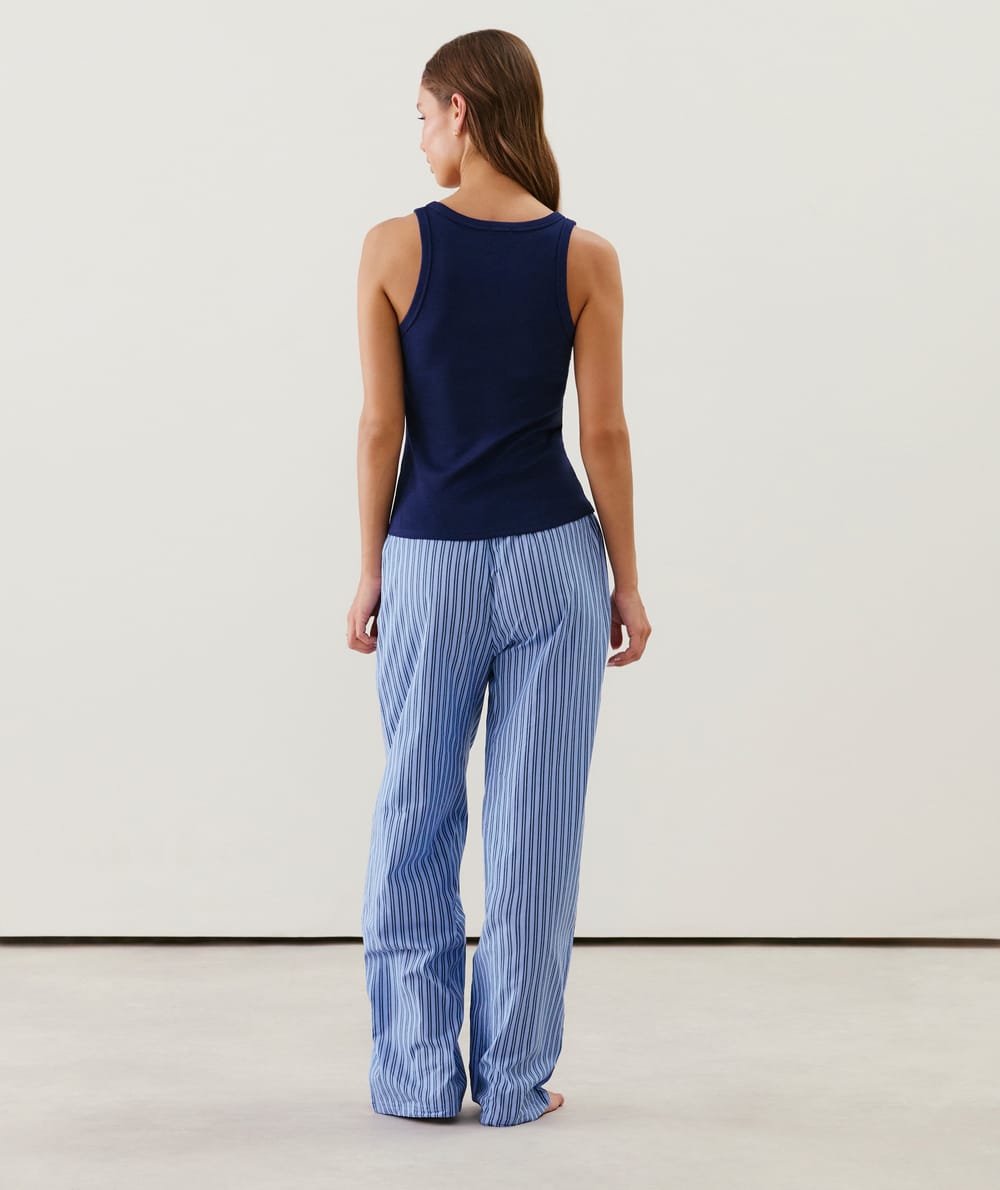 Pantalon à rayures en coton;