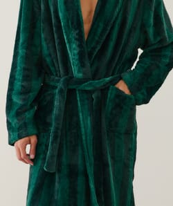 Striped bathrobe with embroidery;