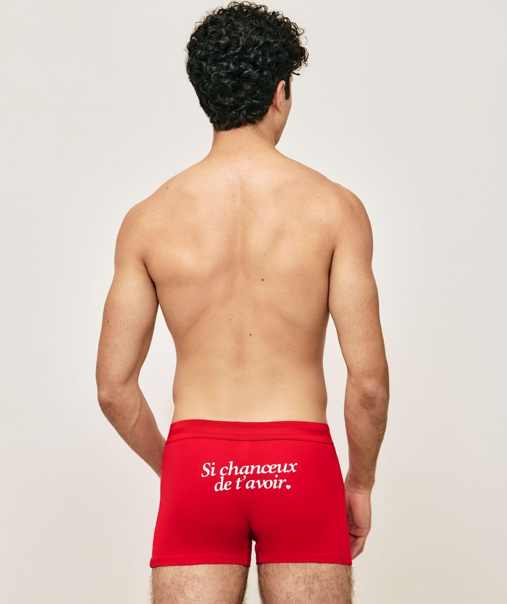 Cotton boxer shorts with message;