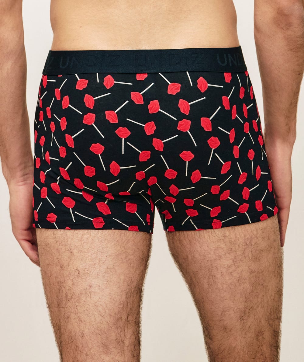 Cotton boxer shorts with lollipop pattern;