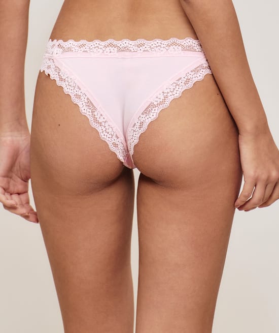 Katoenen string met kant;