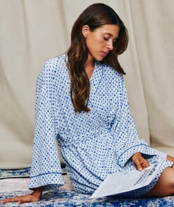 Ribbed jersey kimono with summer pattern;