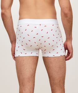 Cotton boxer shorts with chili patterns;
