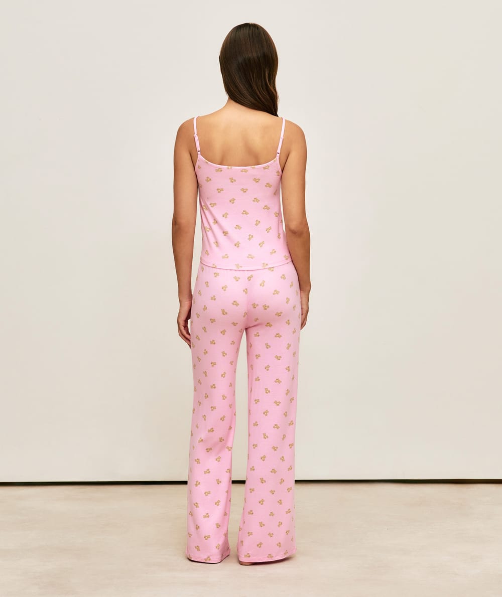Printed jersey trousers with teddy bears;