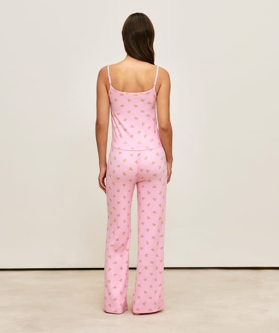 Printed jersey trousers with teddy bears;