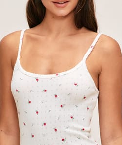 Lace tank top with flower print;