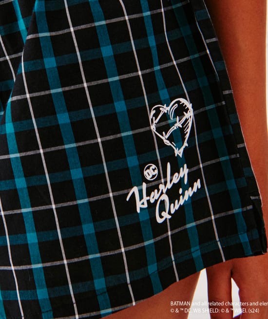 Harley Quinn plaid shorts;
