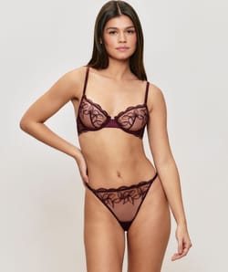 Tulle thong with embroidery;