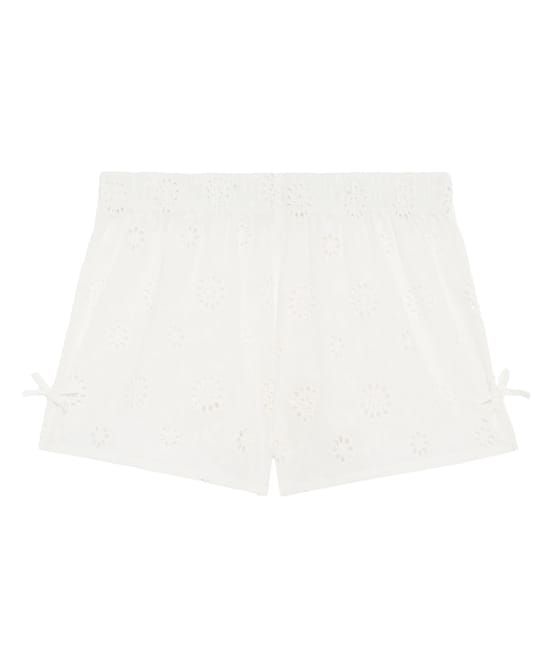 Katoenen short met borduurwerk;