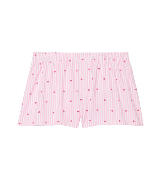Short en jersey à rayures et motifs cœurs;