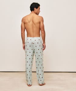 Striped flannel pants with teddy bears;