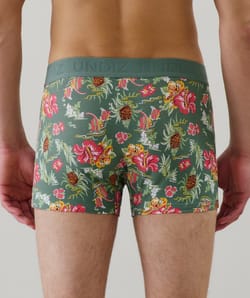Boxer shorts with floral patterns;