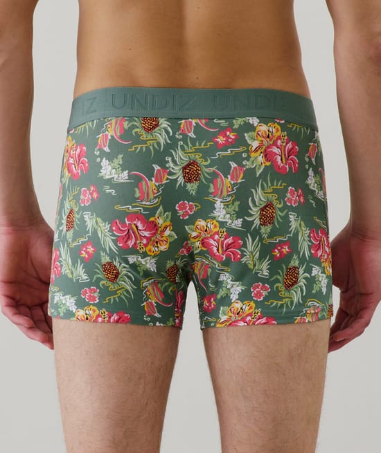 Boxer shorts with floral patterns;