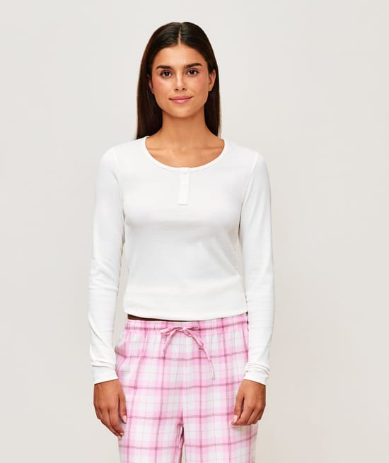 Top long-sleeved in ribbed jersey;