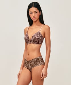 Leopard print microfiber push-up bra;