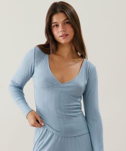 Wrap pointelle T-shirt;