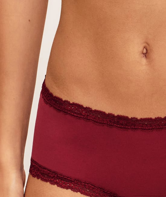 Microfiber and lace thong;