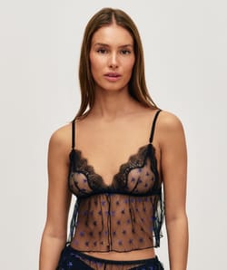 Mesh camisole with star embroidery;
