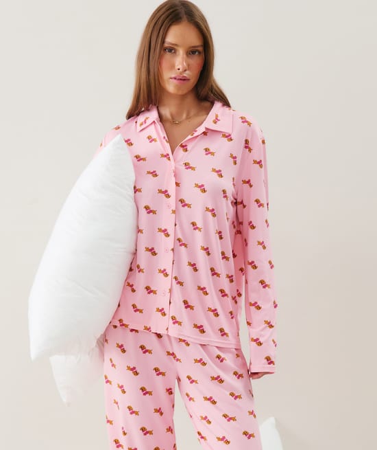 Dachshund print jersey pajama set;
