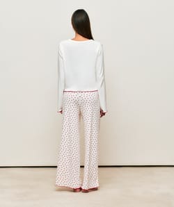 Ribbed jersey trousers with heart pattern;