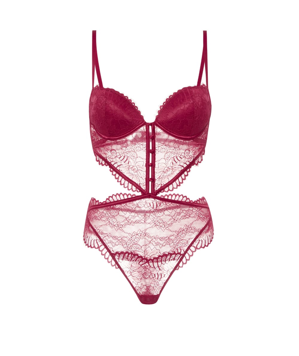 Lace push-up bodysuit;