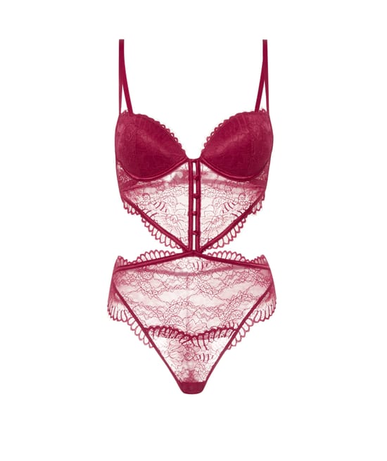 Lace push-up bodysuit;