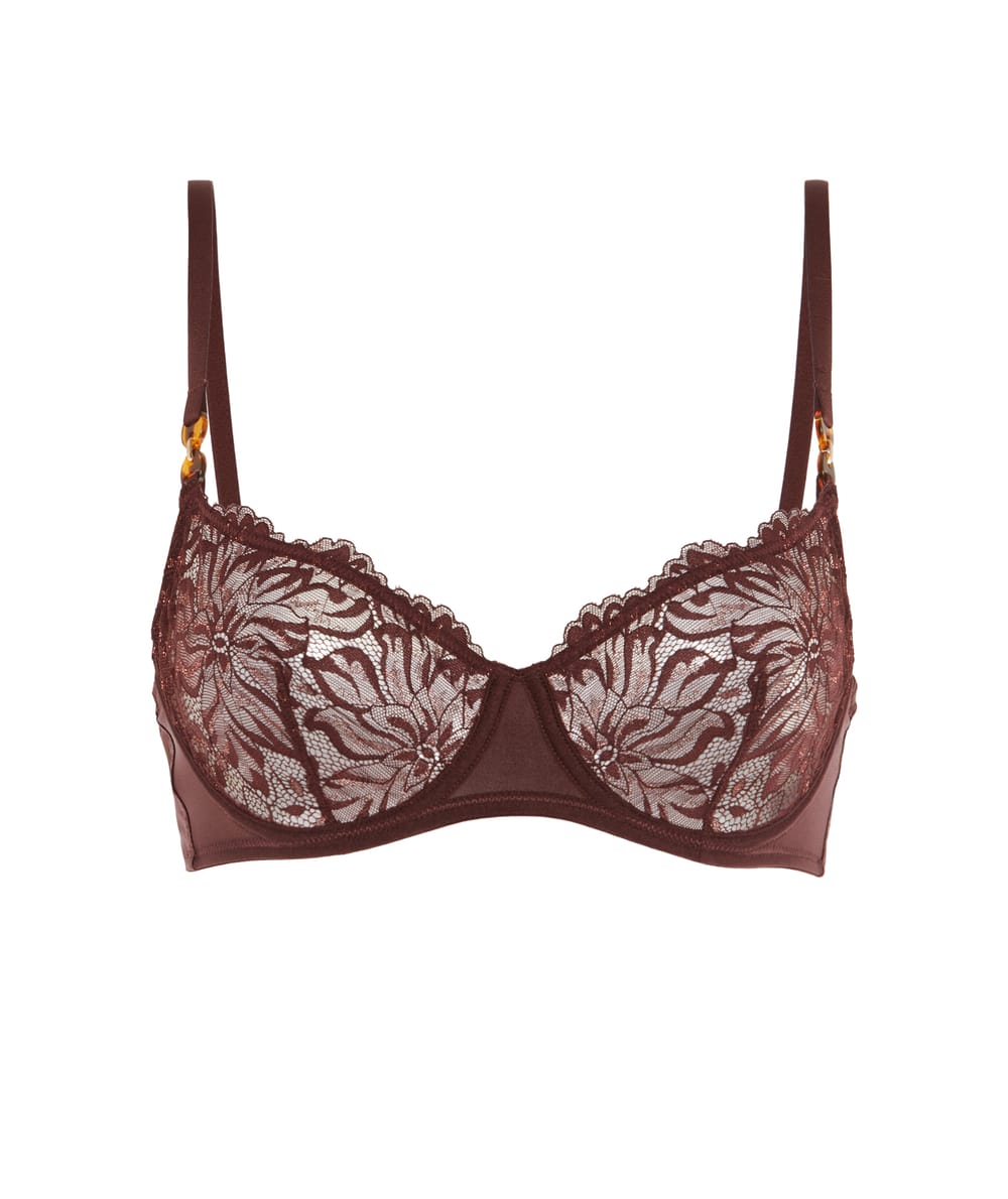 Lace balconette bra - brown;