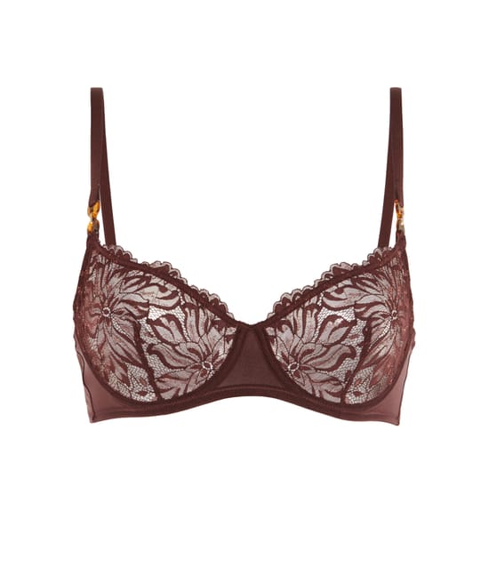 Soutien-gorge corbeille en dentelle marron;