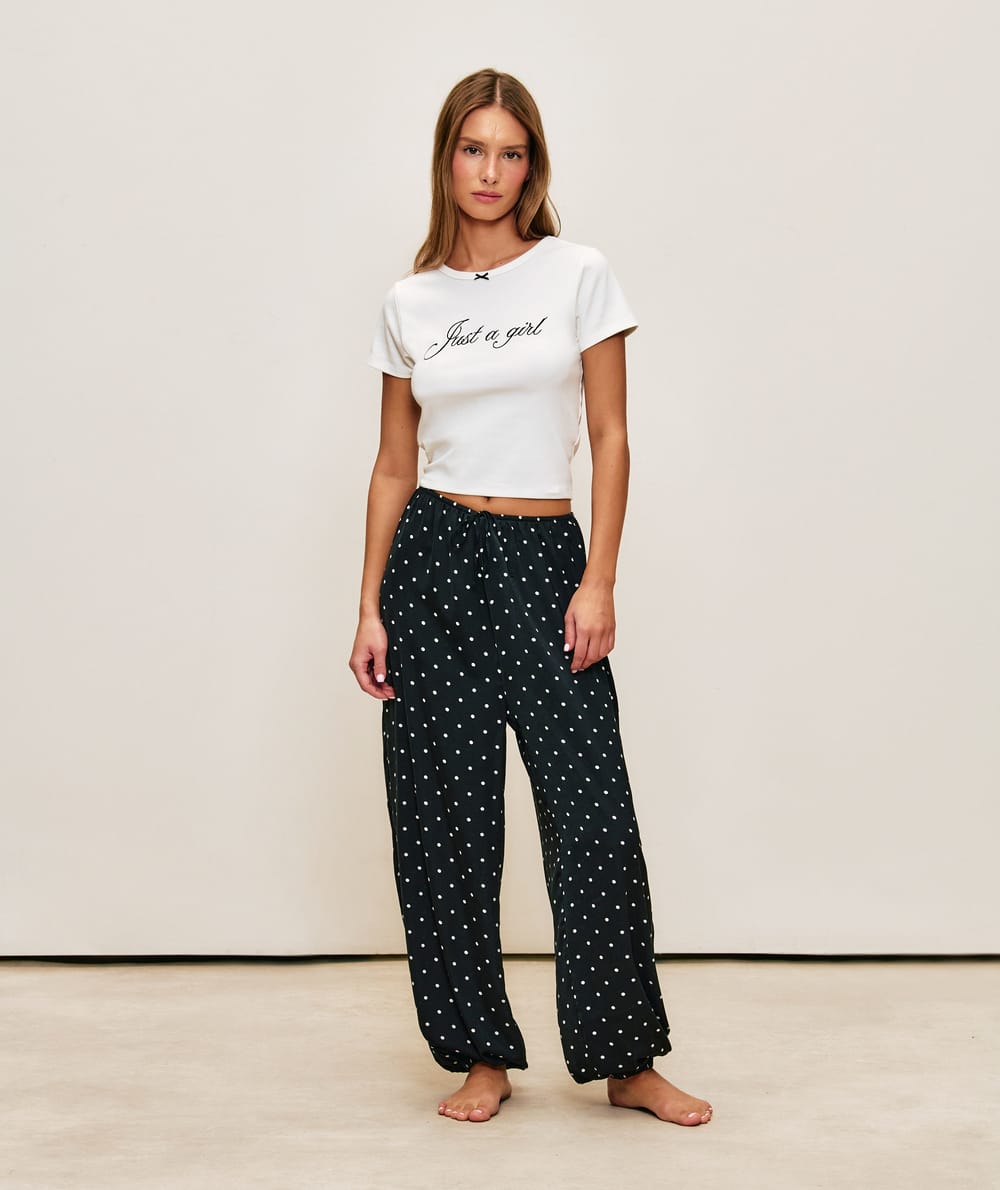 T-shirt with 'Just a Girl' embroidery in jersey;