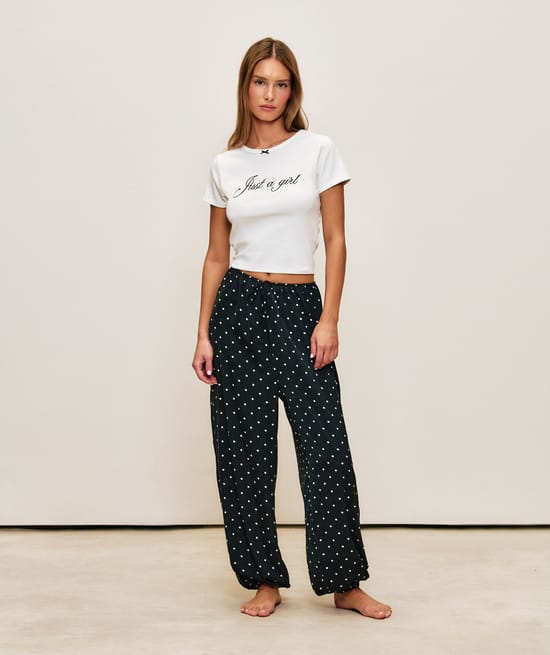 T-shirt with 'Just a Girl' embroidery in jersey;