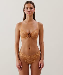 Lace crop top - light brown;