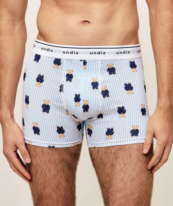 Printed cotton boxer with teddy bears;