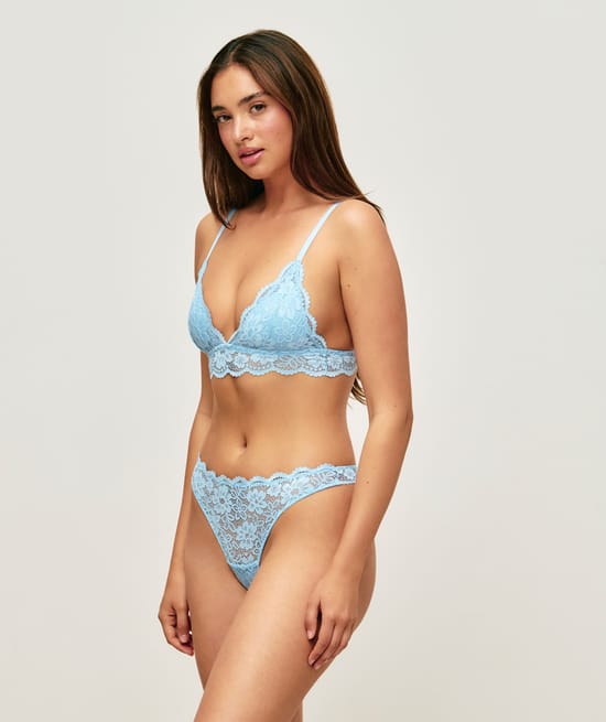 Soutien-gorge triangle en dentelle florale;