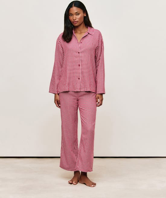 Ensemble de pyjama à carreaux en flanelle;