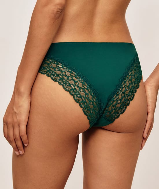 Culotte en microfibre et dentelle;