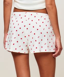 Shorts in printed ribbed jersey with chili and heart patterns;
