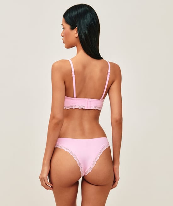 Microfiber and lace thong;