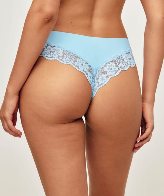 Culotte cheeky en microfibre et dentelle florale;