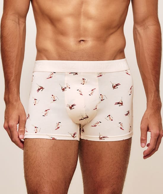 Boxer en coton imprim&eacute; skieurs;