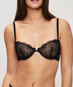 Balconette bra with lace and embroidery;