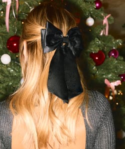 Black satin bow hair clip;