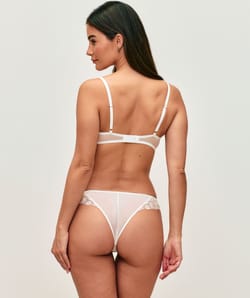 Tulle thong with floral embroidery;